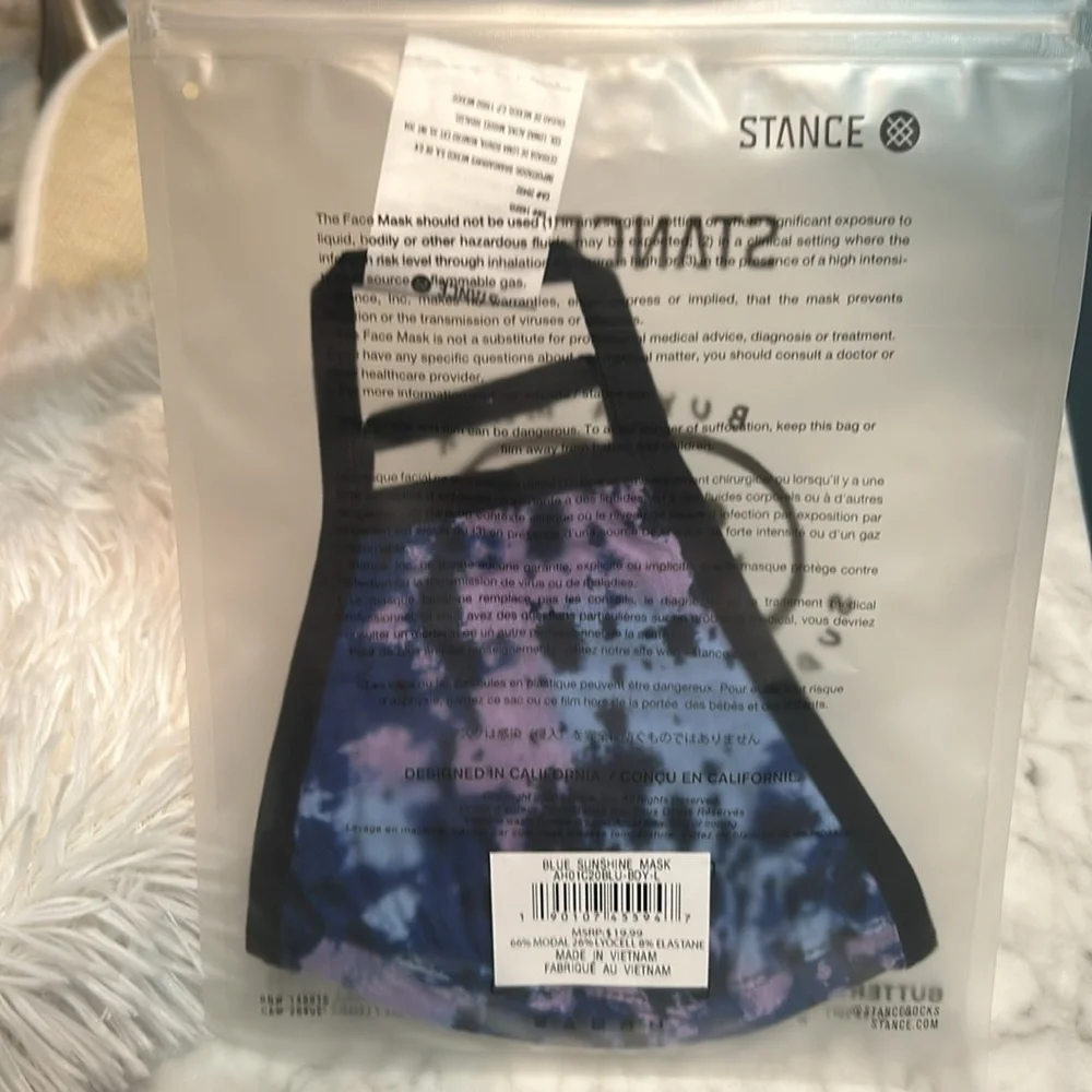 Stance Sunshine Tie Dye Purple and Blue Size Large Adjustable Mask NEW